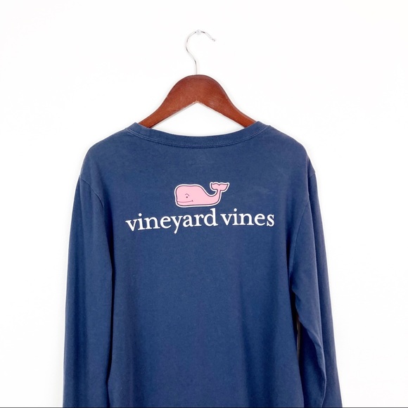Vineyard Vines Whale Long Sleeve Pocket Tee Navy Blue Youth Large - Picture 5 of 10